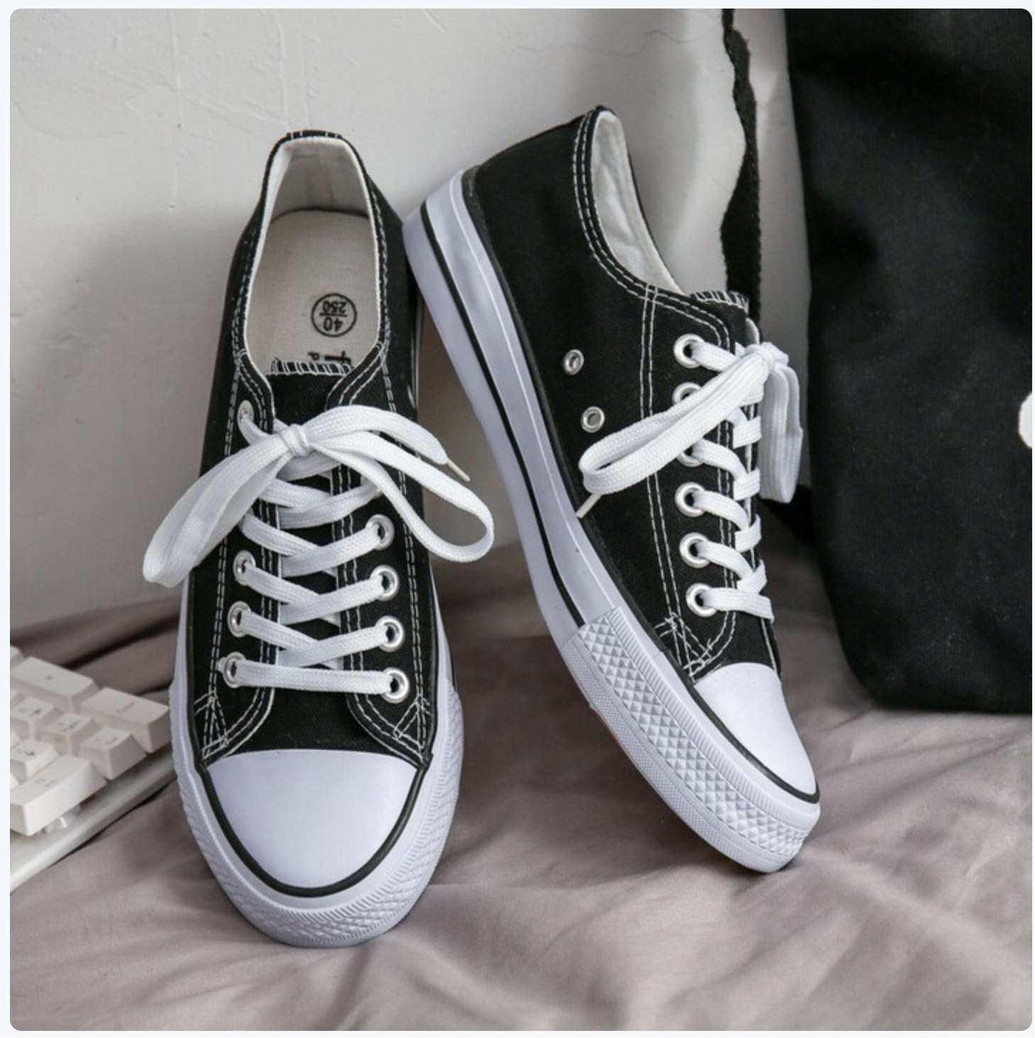 红青百年低帮帆布鞋男韩版经典百搭黑色情侣款学生系带休闲鞋夏季透气布鞋 黑色 41